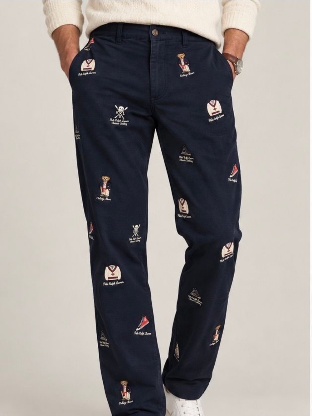 Polo Ralph Lauren Embroidered Collegiate Bear Stretch Chino Pants Size 40x32